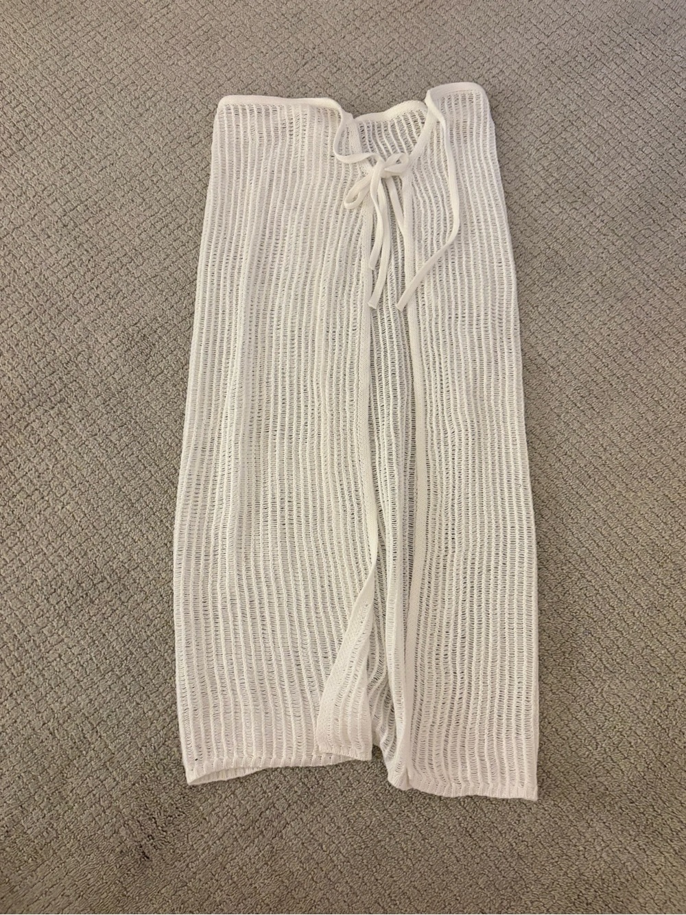 aerie White Knit Drawstring Maxi Beach Skirt